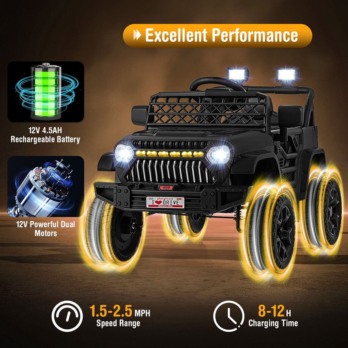 12V Kids Ride on Truck Car with Parental Remote and Music Player
