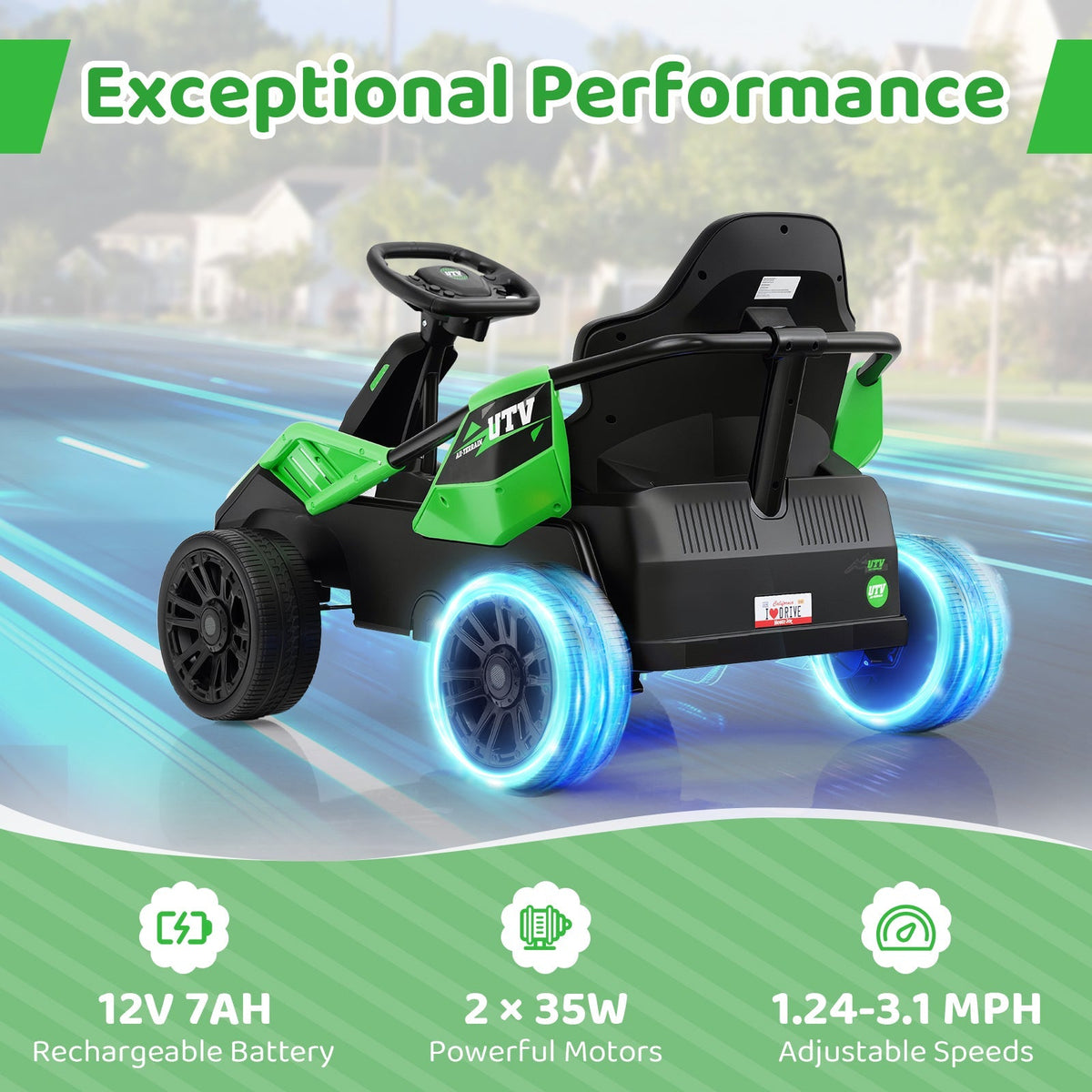 Coche eléctrico UTV de 12V para niños grandes con control remoto y música