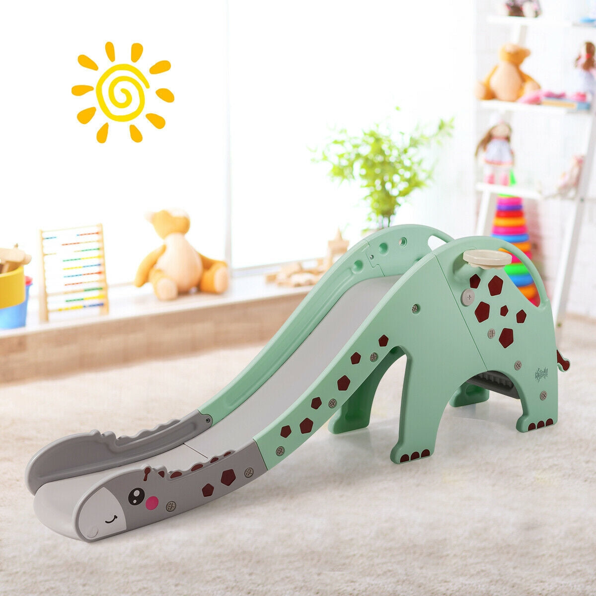 3-in-1 Kids Climber Slide Play Set with Basketball Hoop