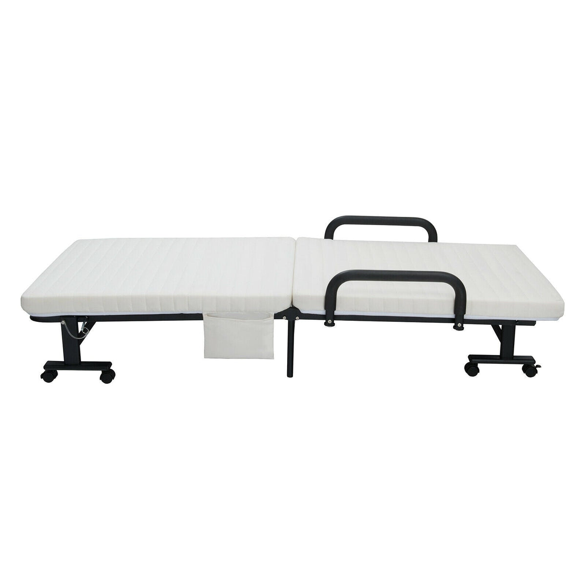 Adjustable Folding Guest Bed Frame with Mattress and Wheels