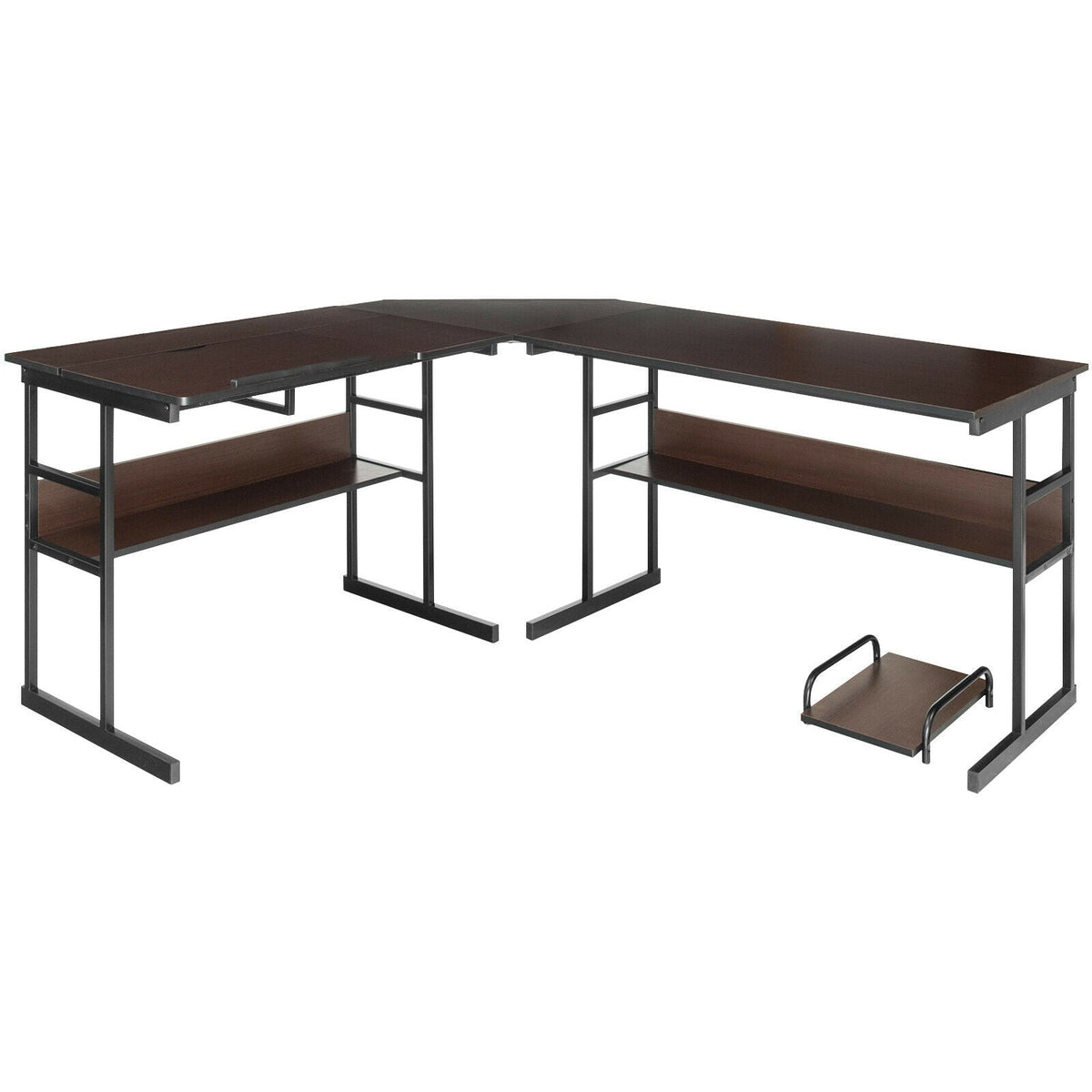 L-Shaped Computer Desk with Tiltable Tabletop