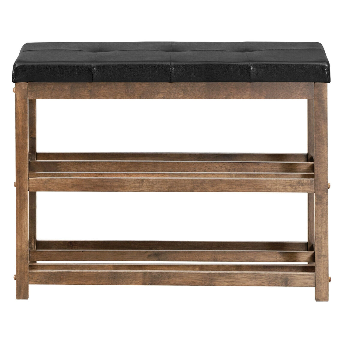 2-Tier Wooden Shoe Rack Bench with Padded Seat