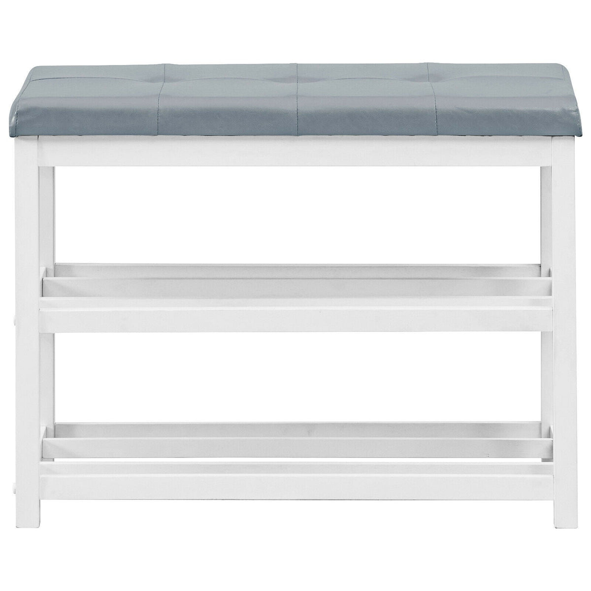 2-Tier Wooden Shoe Rack Bench with Padded Seat