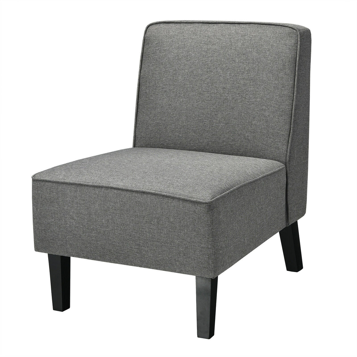 Modern Armless Accent Sofa Chair with Rubber Wood Legs