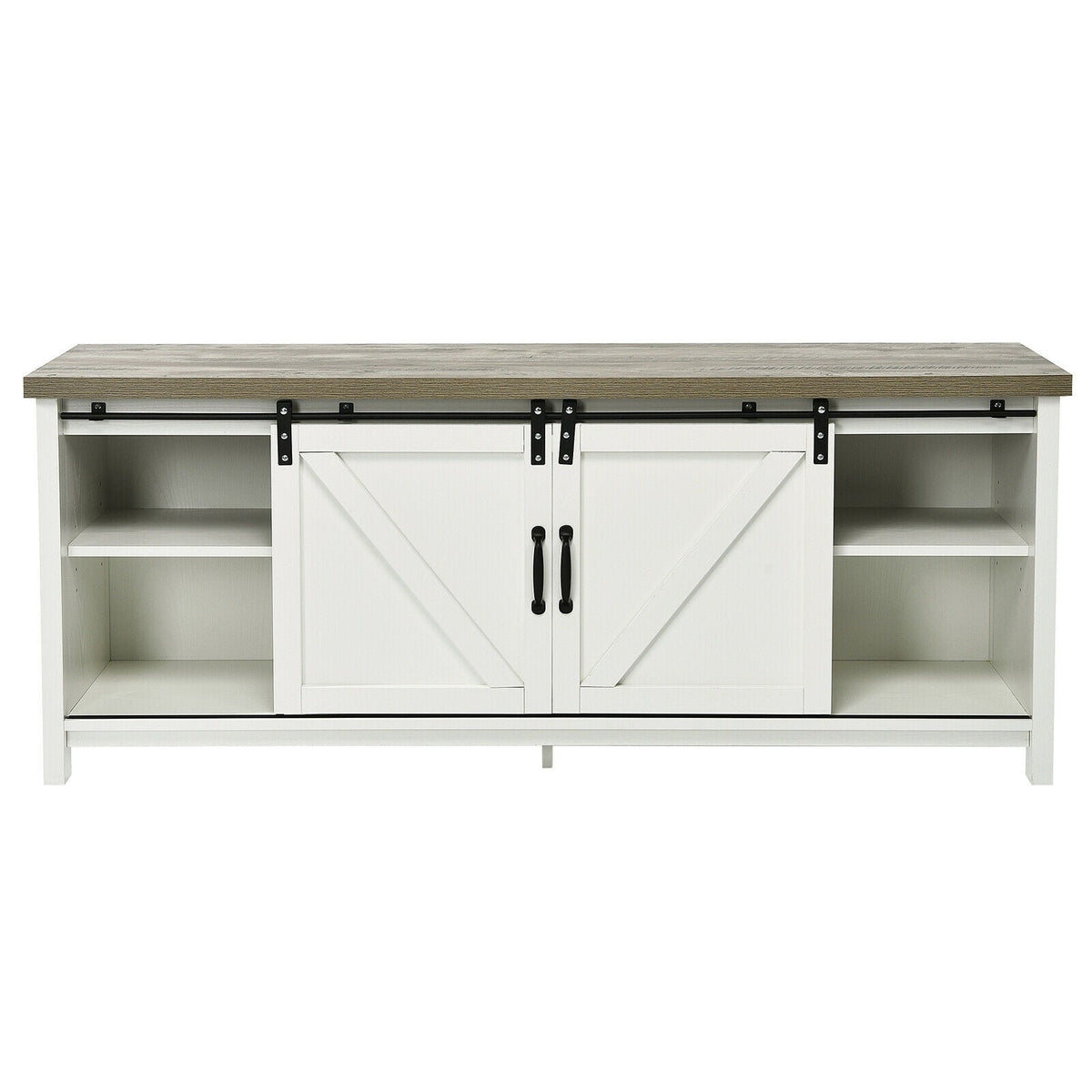 TV Stand Media Center Console Cabinet with Sliding Barn Door