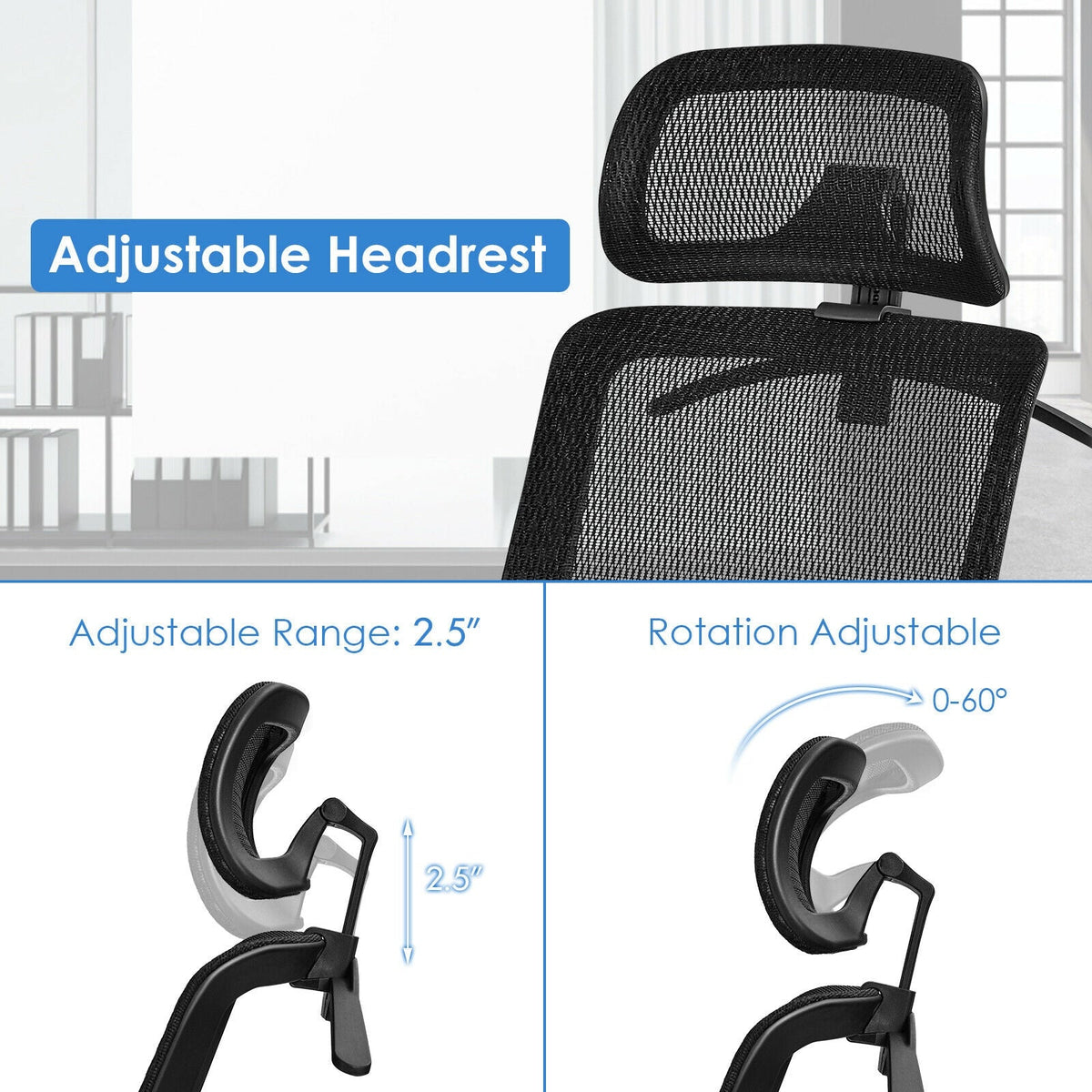 Height Adjustable Ergonomic High Back Mesh Office Chair with Hange