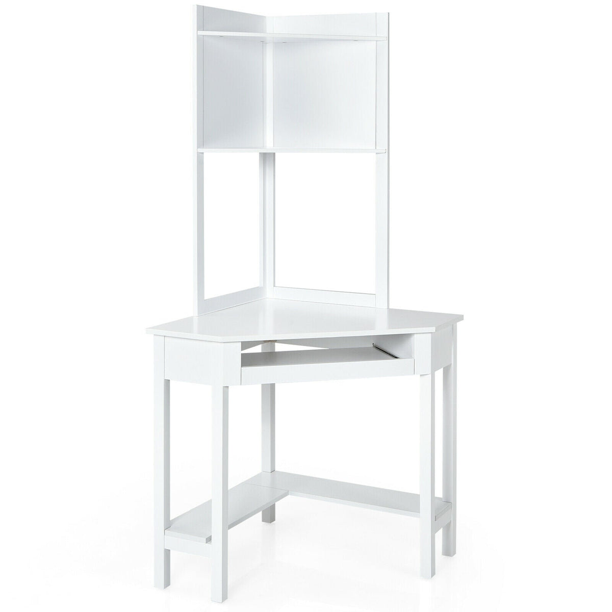 Corner Computer Desk with Hutch and Storage Shelves