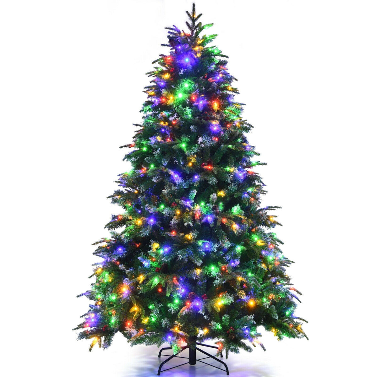 Pre-Lit Snowy Christmas Hinged Tree with Multi-Color Lights