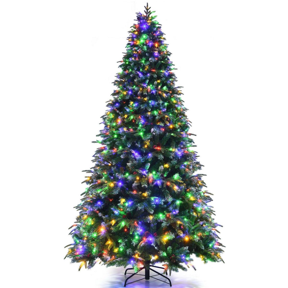 Pre-Lit Snowy Christmas Hinged Tree with Multi-Color Lights