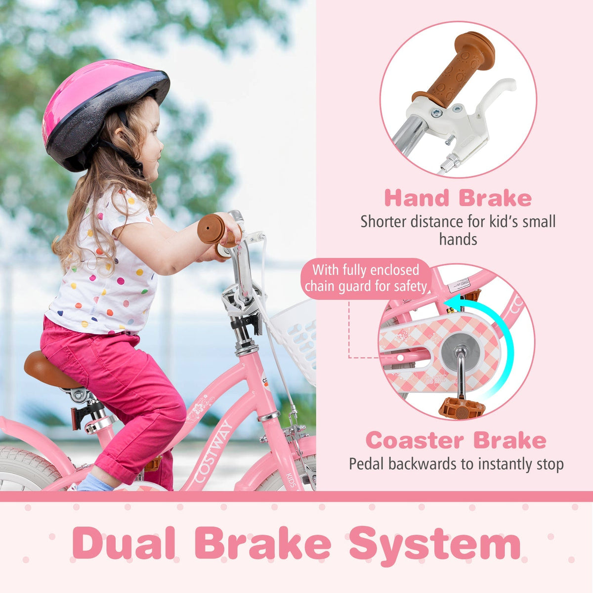 14 Inch Kids Bike with Training Wheels and Basket for Boys Girls 3-5 Years Old-14 inches