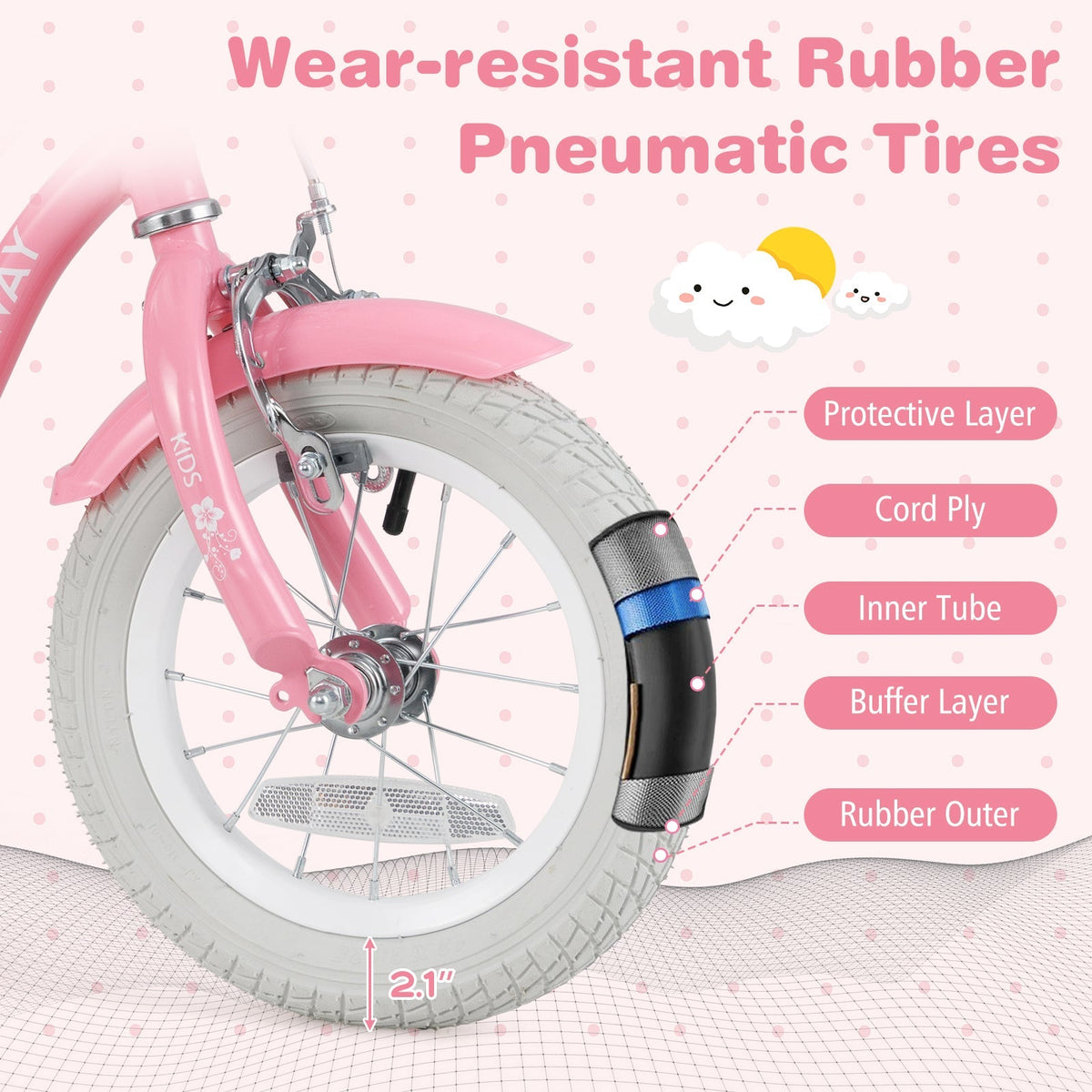 14 Inch Kids Bike with Training Wheels and Basket for Boys Girls 3-5 Years Old-14 inches