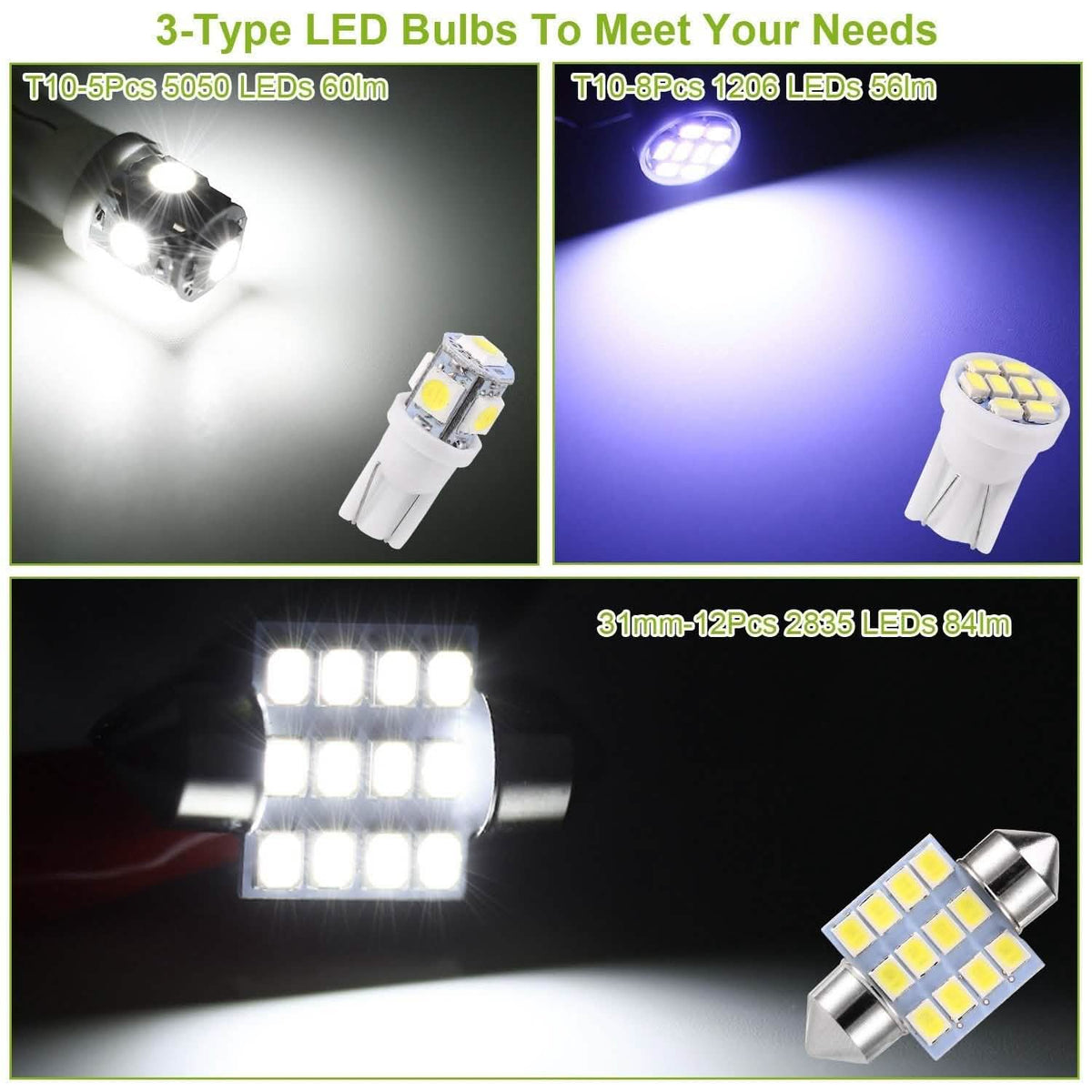 13-Pieces: T10 31mm Festoon LED Light