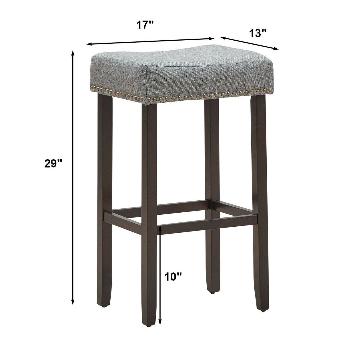 Set of 2 Nailhead Saddle Bar Stools 29 Inch Height
