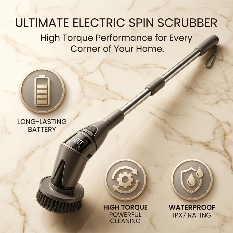 Electric Spin Scrubber with Telescopic Rod