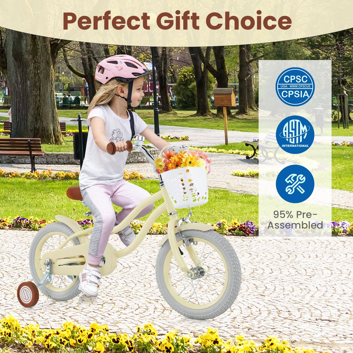 14/16/18 Inch Kids Bike Adjustable with Training Wheels Ages 3-8 Years Olds-16 inches