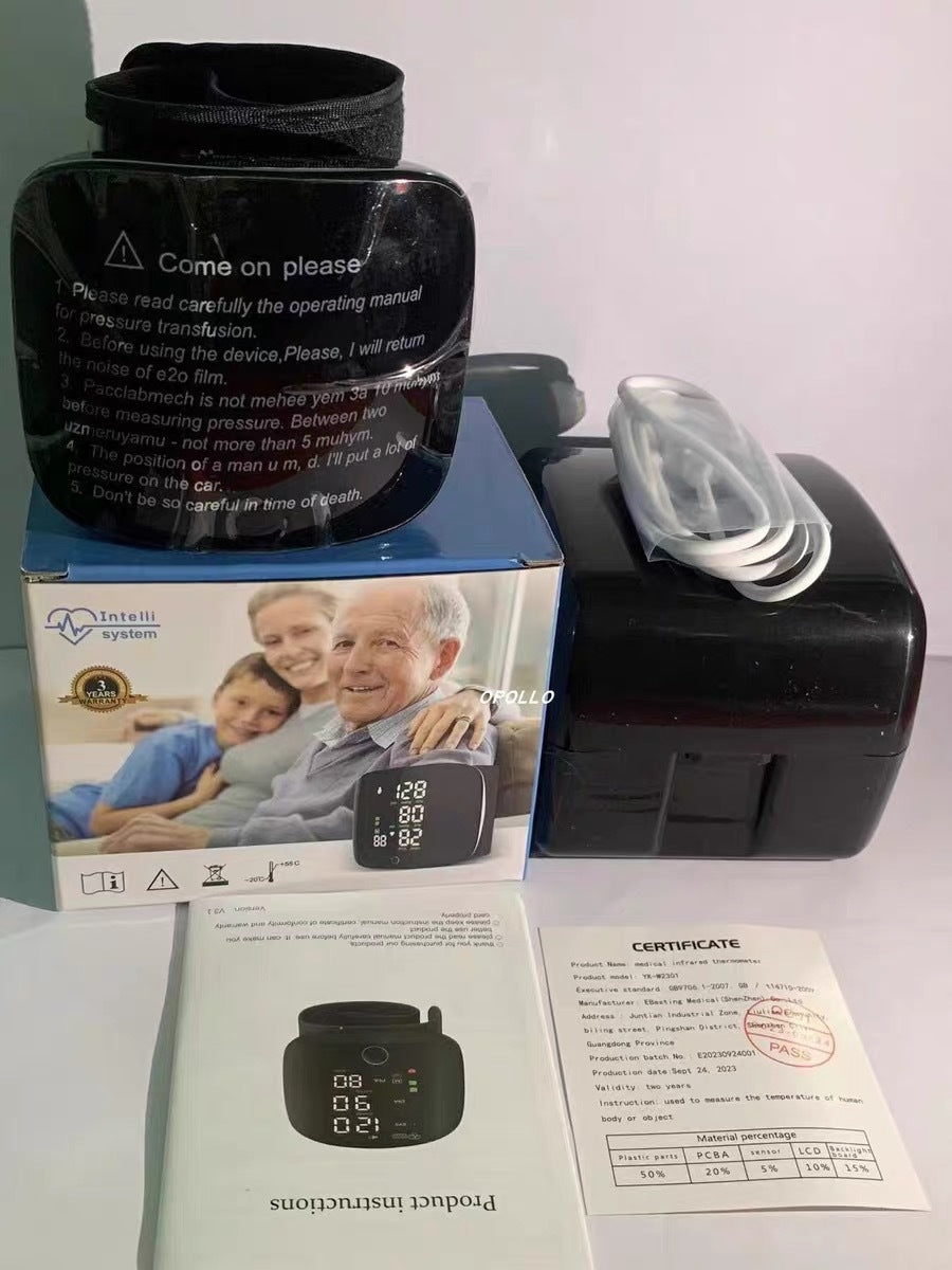 Wrist Sphygmomanometer Rechargeable Blood Pressure Meter Wrist Blood Pressure Eter Smart Touch Screen Blood Pressure Meter Household Electronics