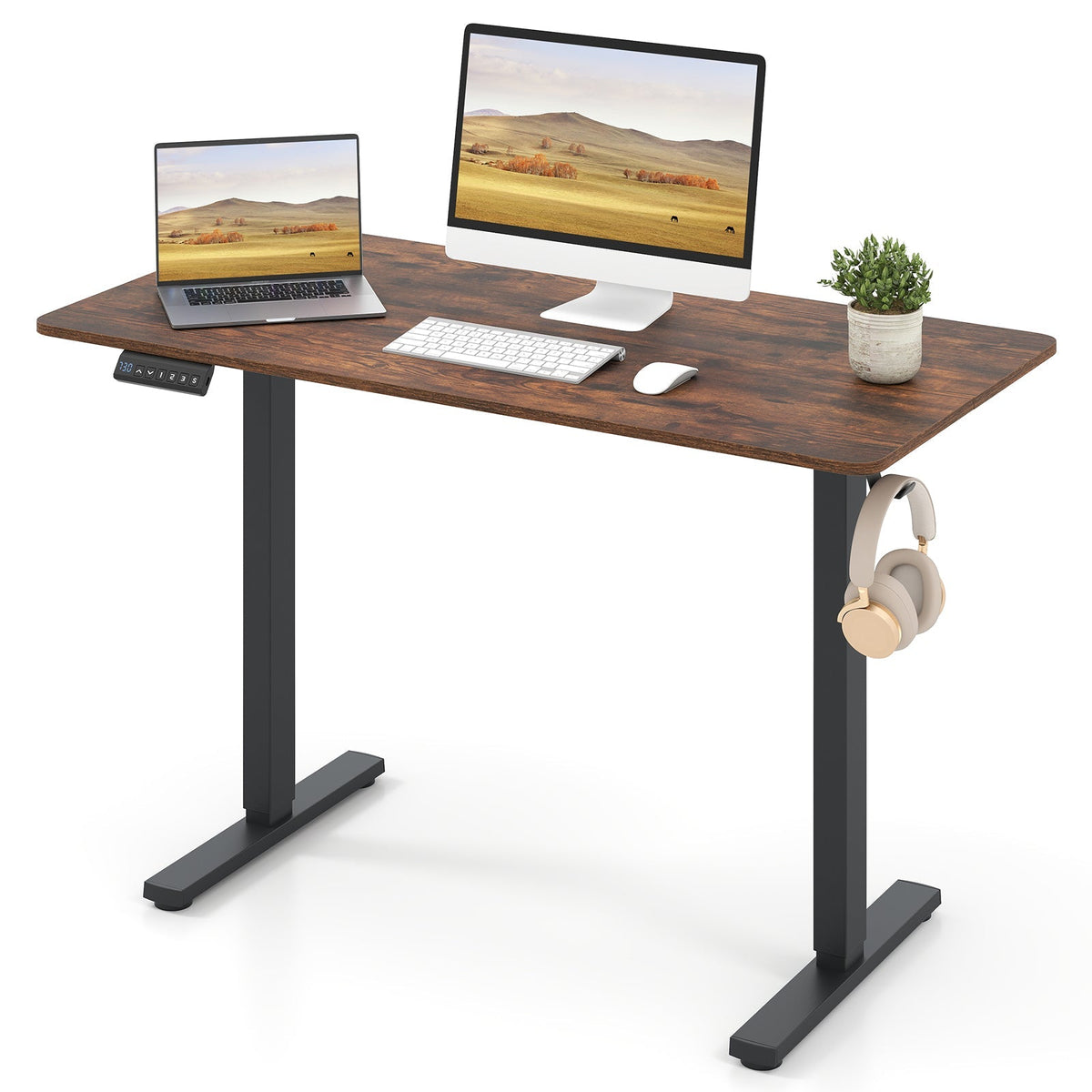 48 Inch x 24 Inch Ergonomic Electric Standing Desk with 3 Memory Settings for Home Office