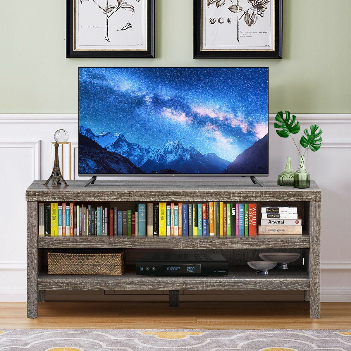 3-Tier TV Stand Console Cabinet for TV's up to 45 Inch with Storage Shelves