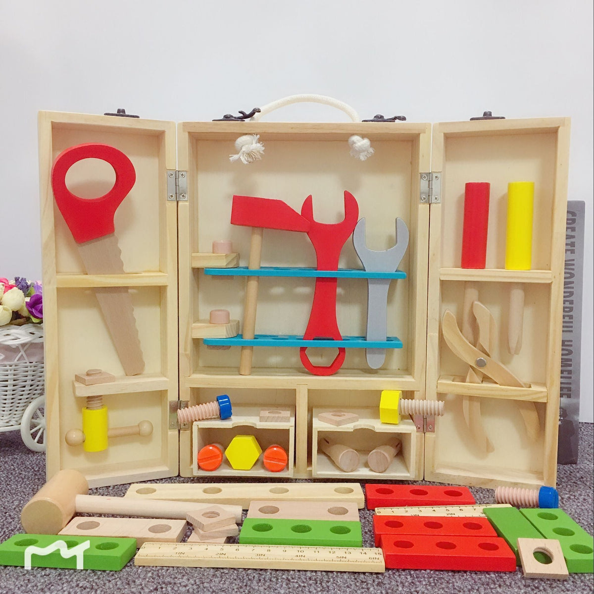 Children's Maintenance And Management Of Wooden Toolbox Toys Simulation Disassembly And Assembly Multi-purpose Woodworking
