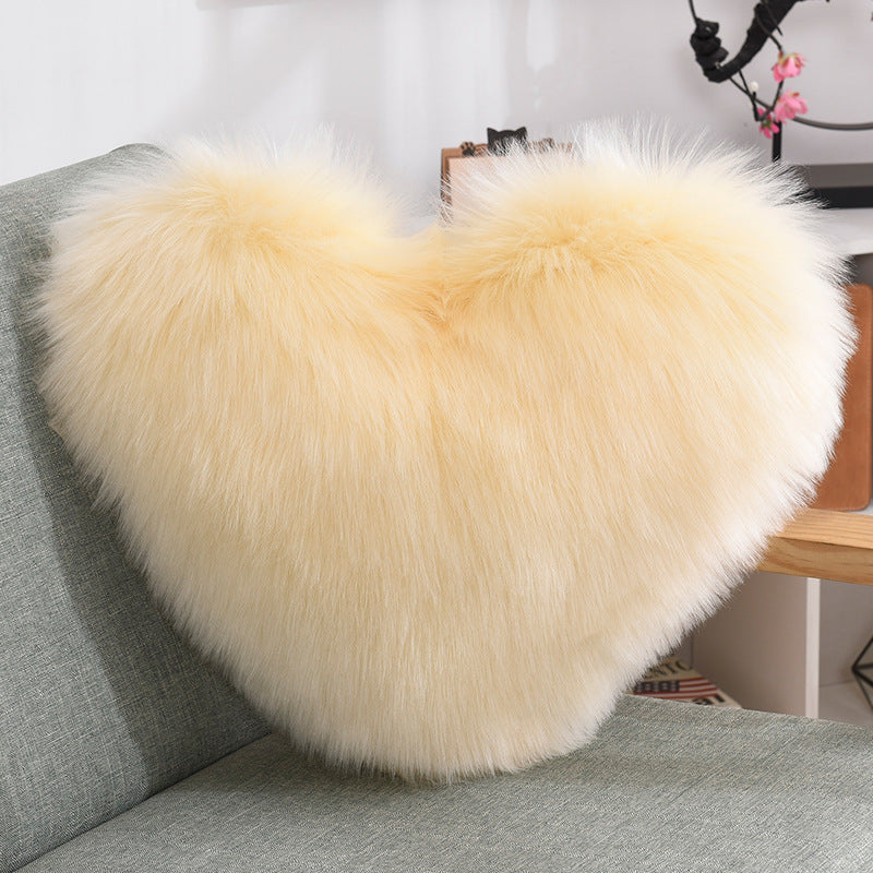 Cojines Decorativos Corazón Largos de Peluche Suaves y Esponjosos Funda de Cojín para Sofá Fundas de Almohada Blanco