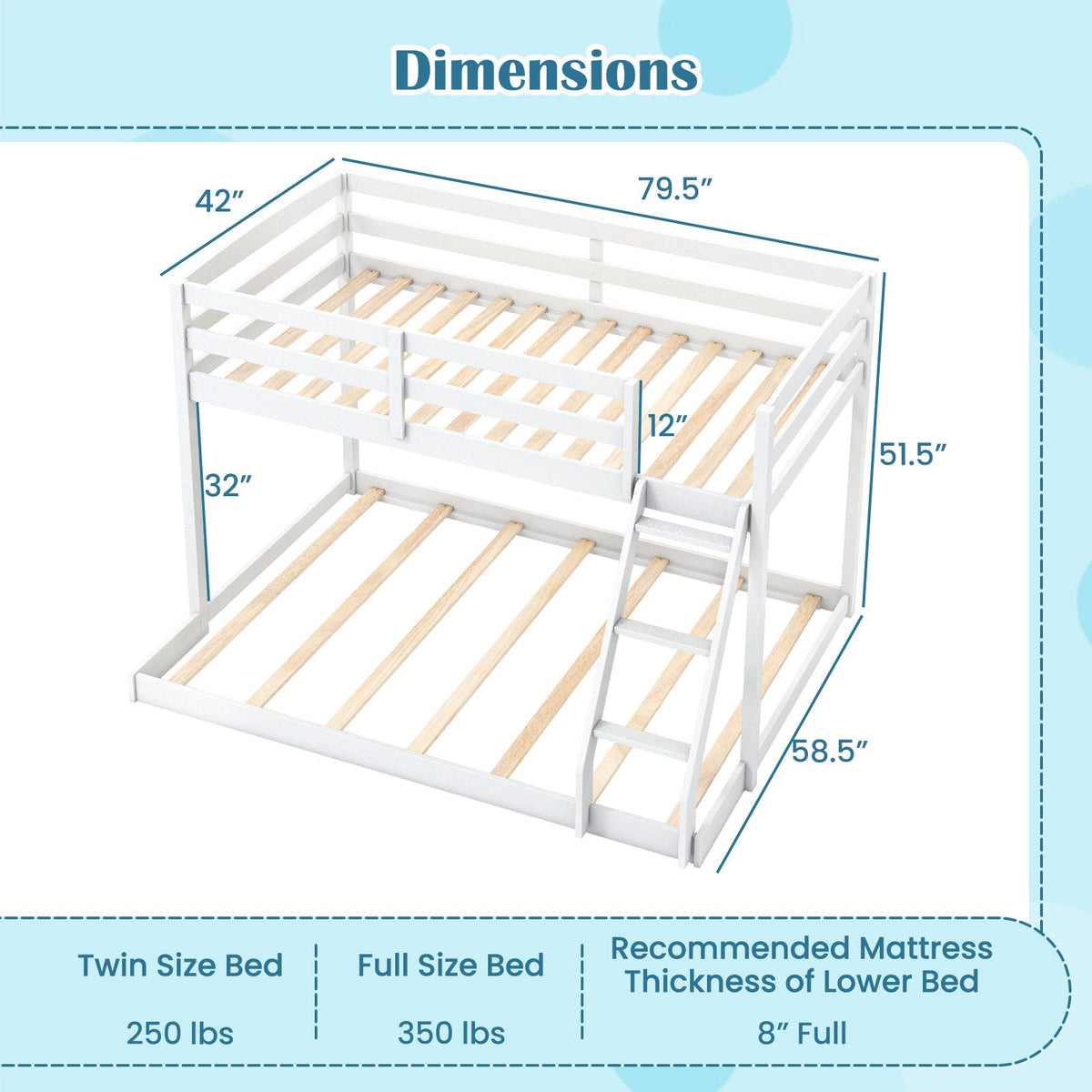 Twin Over Full Bunk Bed Low Floor Bunk Bed Frame