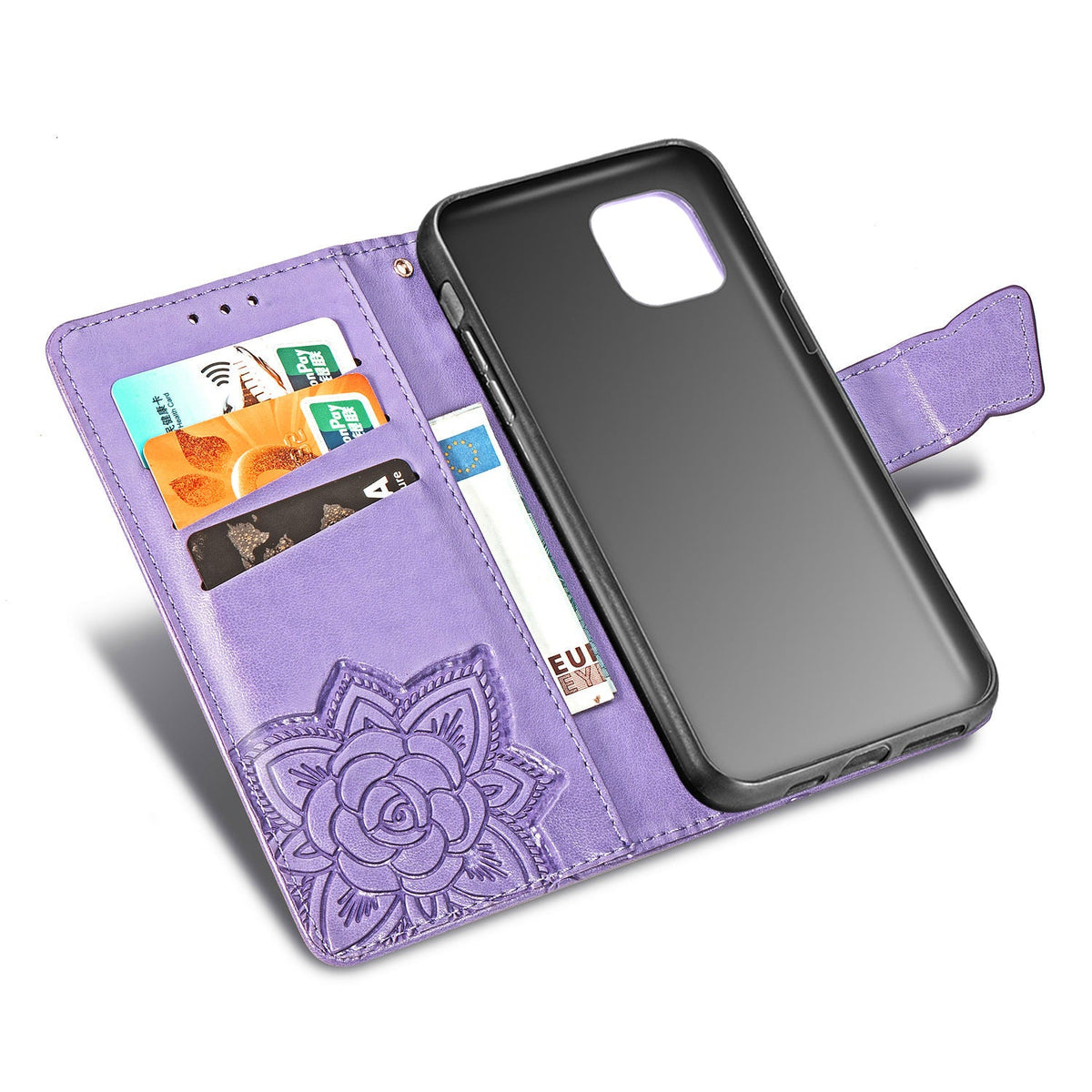 Flower Butterfly Embossed Leather Case