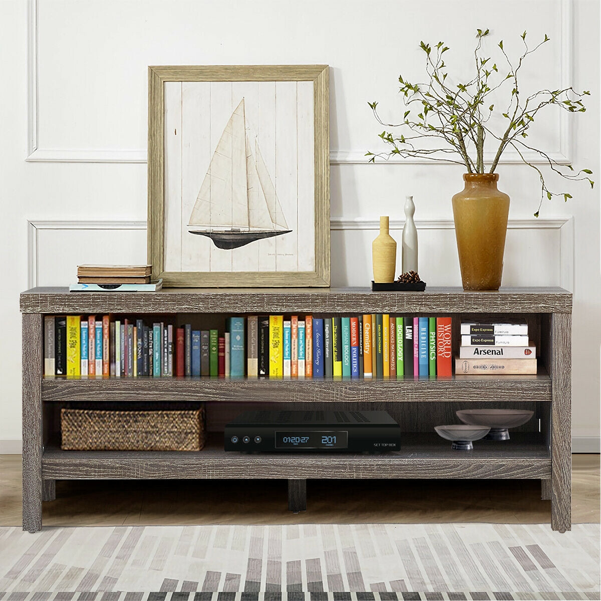 3-Tier TV Stand Console Cabinet for TV's up to 45 Inch with Storage Shelves