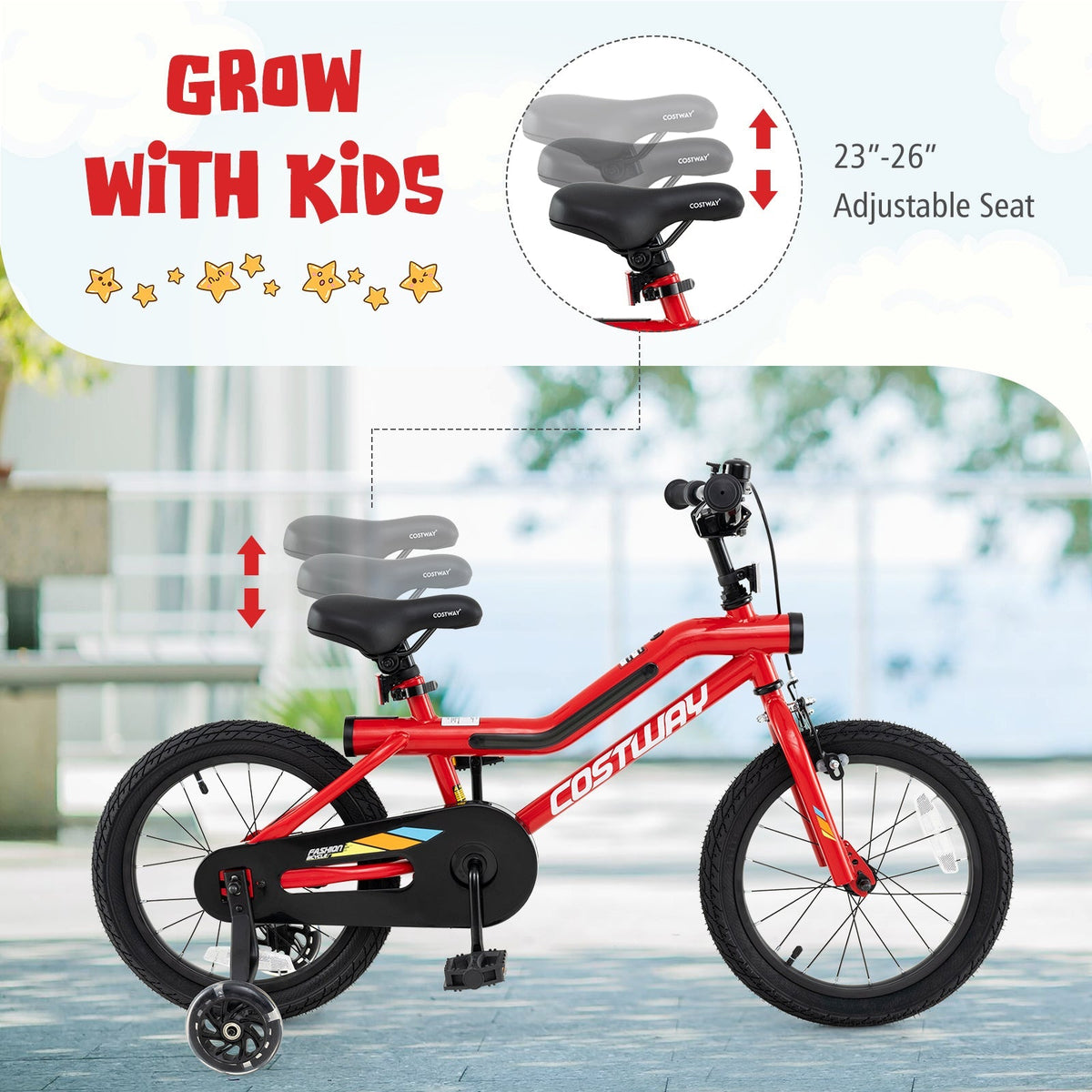 18 Inch Kids Bike with LED Lights Adjustable Carbon Steel Bicycle for 4-8 Years Old-18 inches
