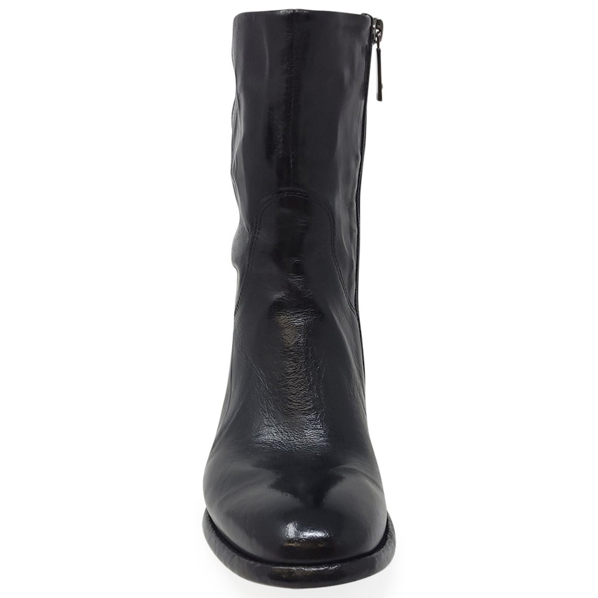Black Leather Mid Calf Boot