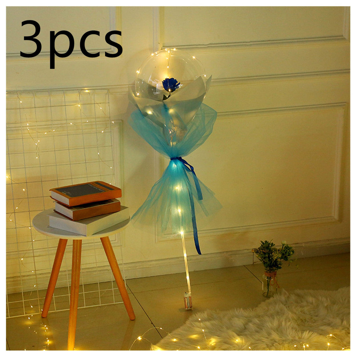 Ramo de Rosas de Globos Luminosos LED Rosa Bola Bobo Transparente