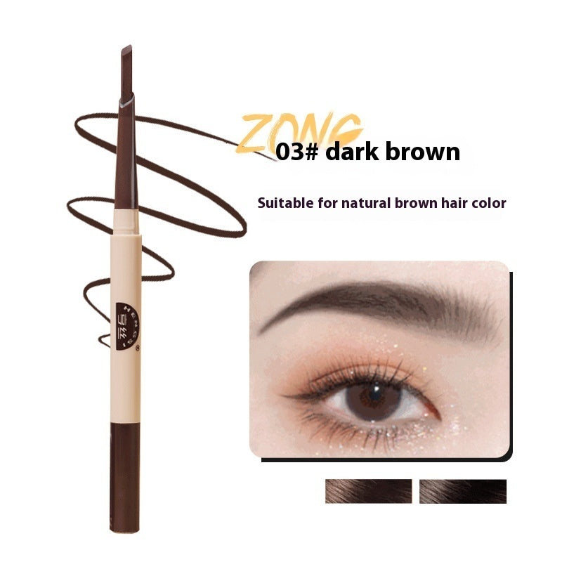Makeup Color Rendering Double Head Extremely Thin Waterproof And Sweat-proof Eyebrow Pencil