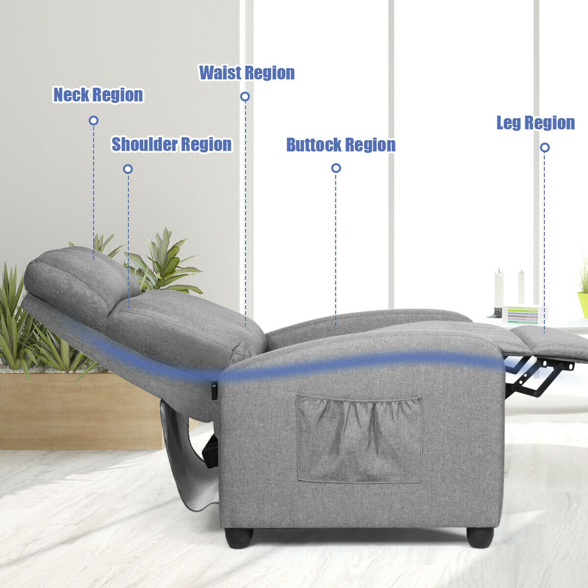 Recliner Sofa Wingback Chair with Massage Function