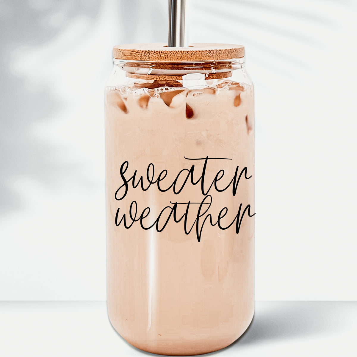 17oz Glass Tumbler With Bamboo Lid, 2 Stainless Straws & Cleaner, Hot/Iced