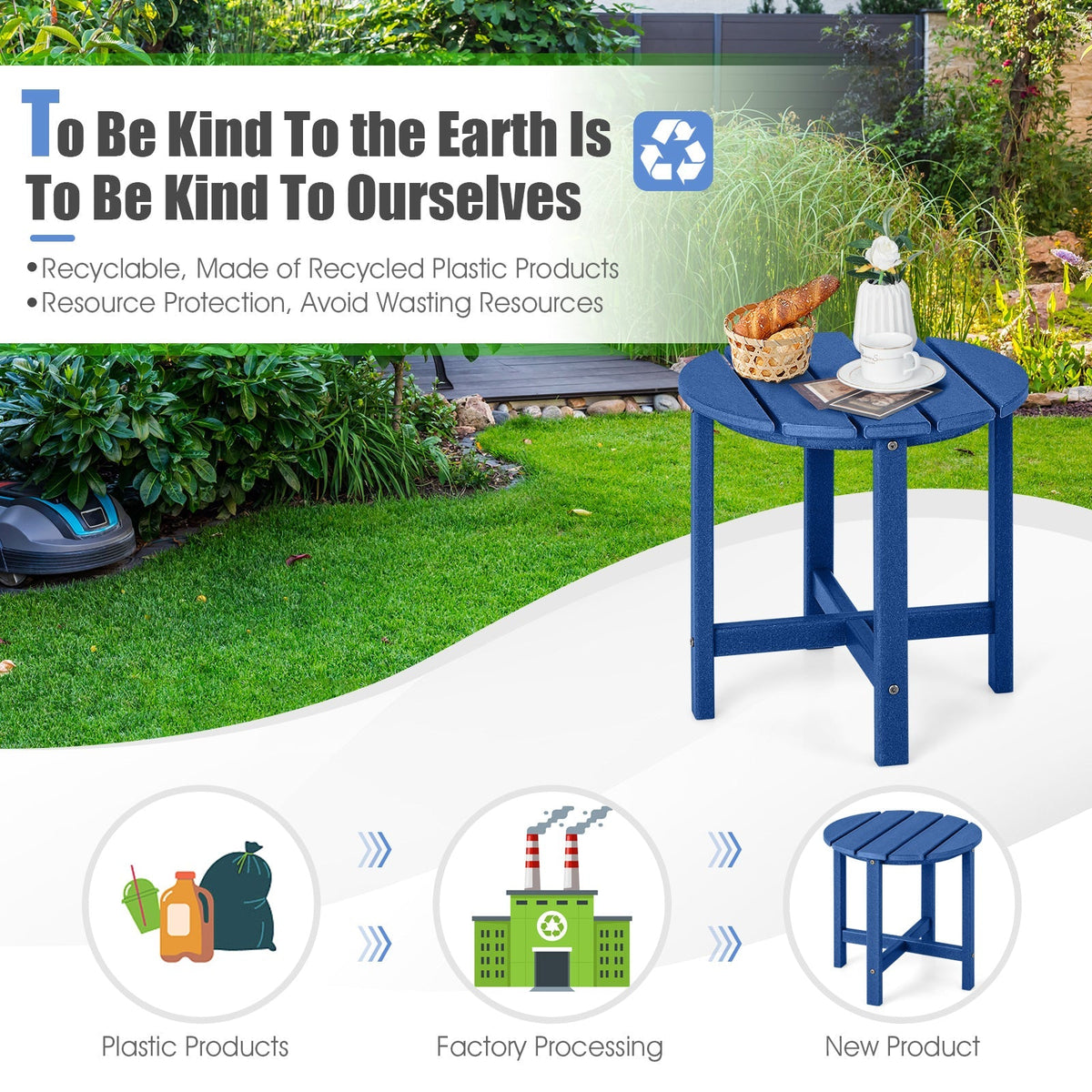 18 Inch Round Weather-Resistant Adirondack Side Table