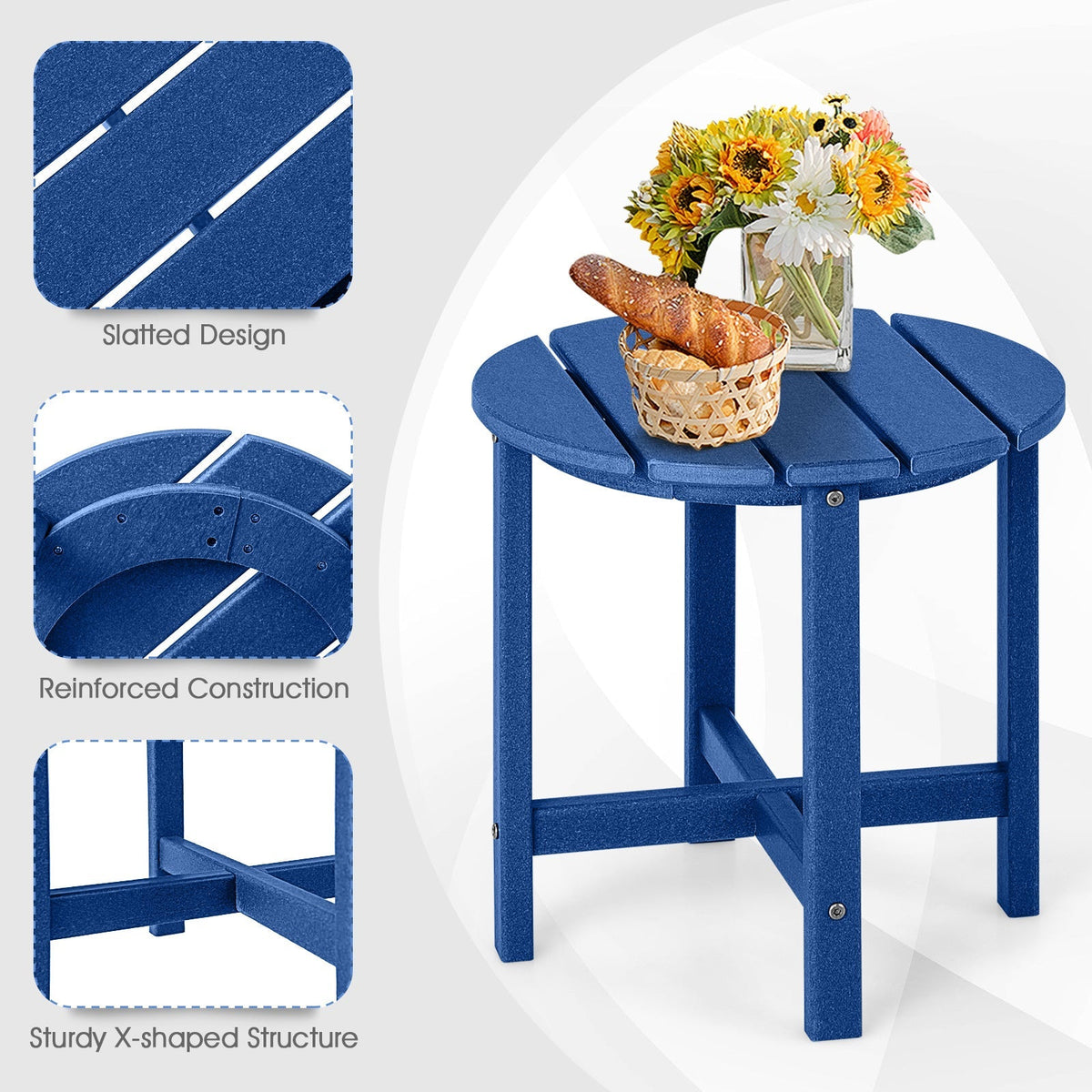 18 Inch Round Weather-Resistant Adirondack Side Table