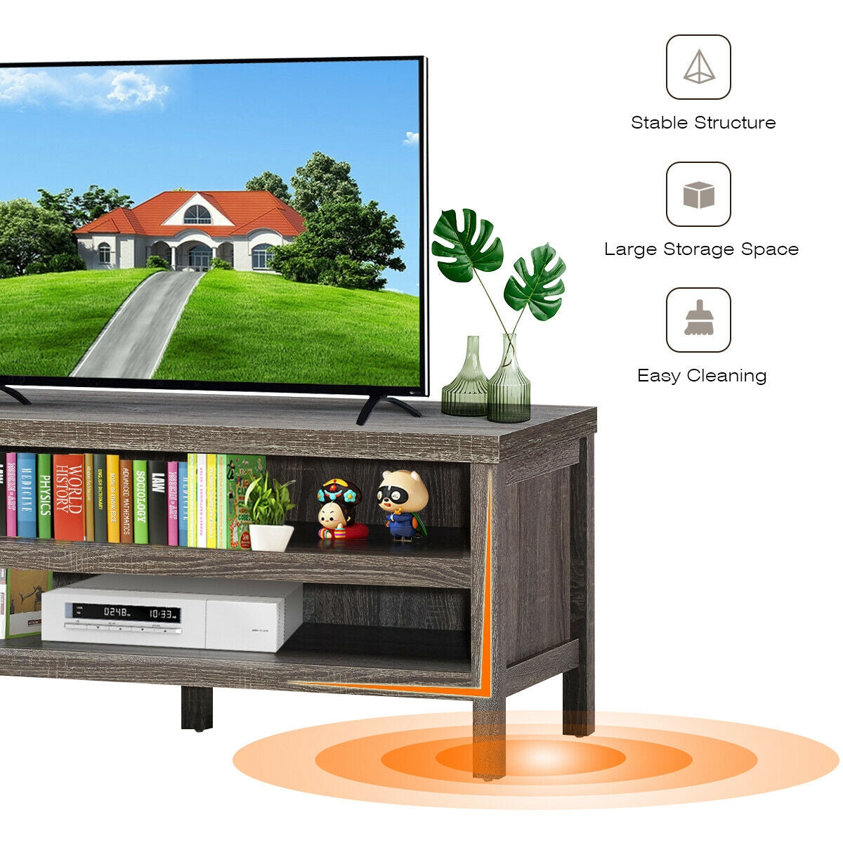 3-Tier TV Stand Console Cabinet for TV's up to 45 Inch with Storage Shelves
