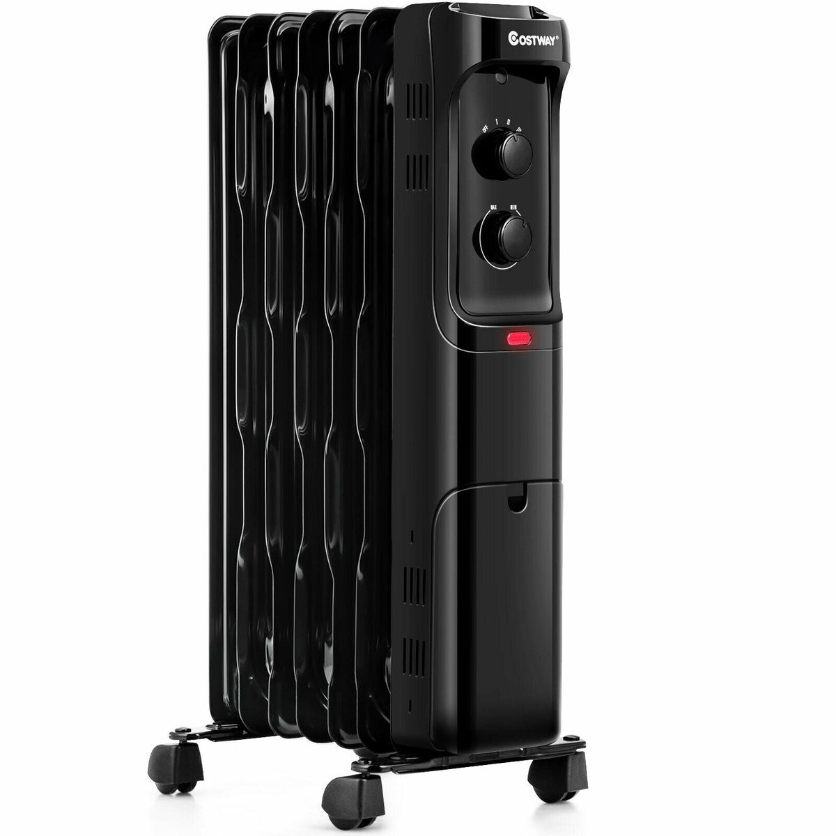 1500W Oil Filled Portable Radiator Space Heater with Adjustable Thermostat