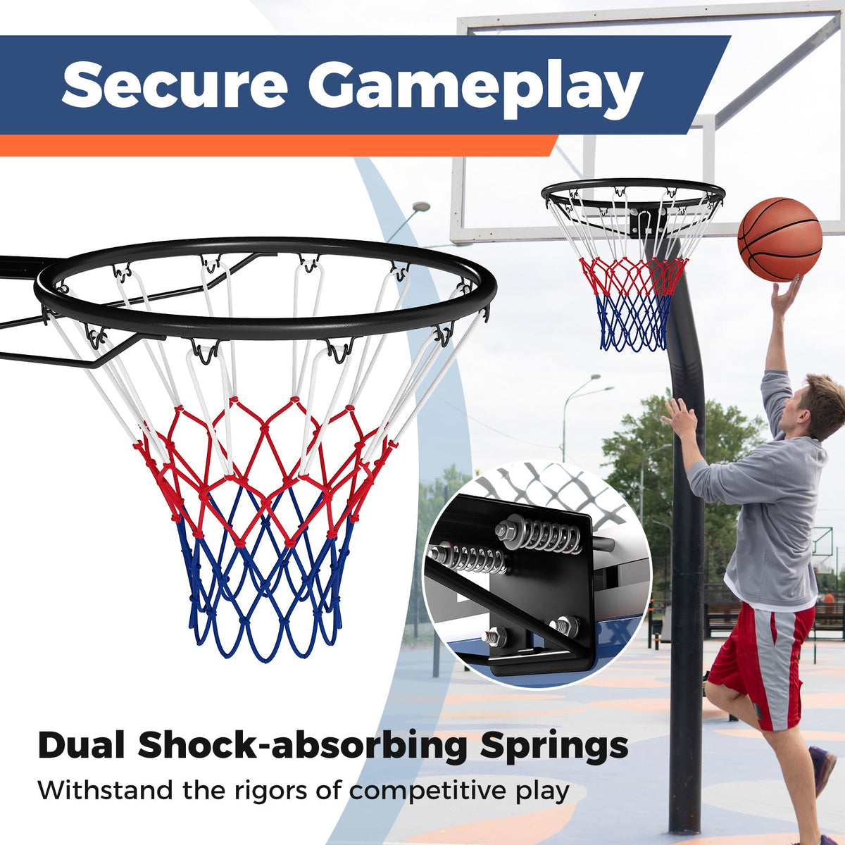 18" Basketball Rim Heavy Duty Wall Mounted Basketball Rim Goal Replacement