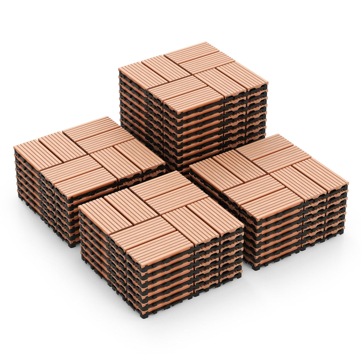 18 Pieces 12 x 12 Inch All Weather Interlocking Deck Tiles