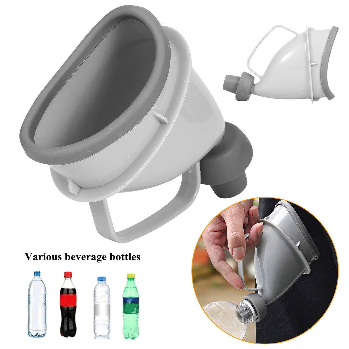 Embudo urinario unisex para adultos, dispositivo urinario de emergencia portátil para hombres y mujeres, para coche, camping, viajes y actividades al aire libre