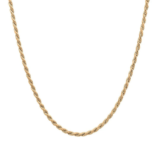 18K Gold Over Sterling Silver 925 Rope Chain Necklace