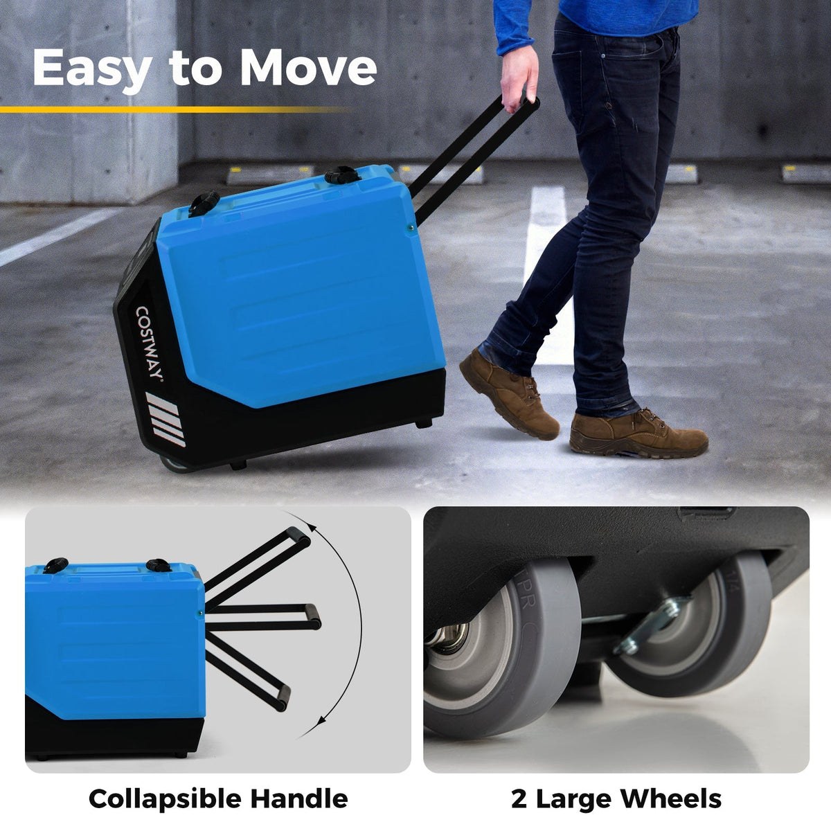 190 PPD Commercial Dehumidifier with Pump and 2 Wheels