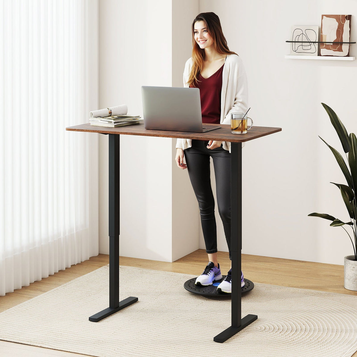 48 Inch x 24 Inch Ergonomic Electric Standing Desk with 3 Memory Settings for Home Office