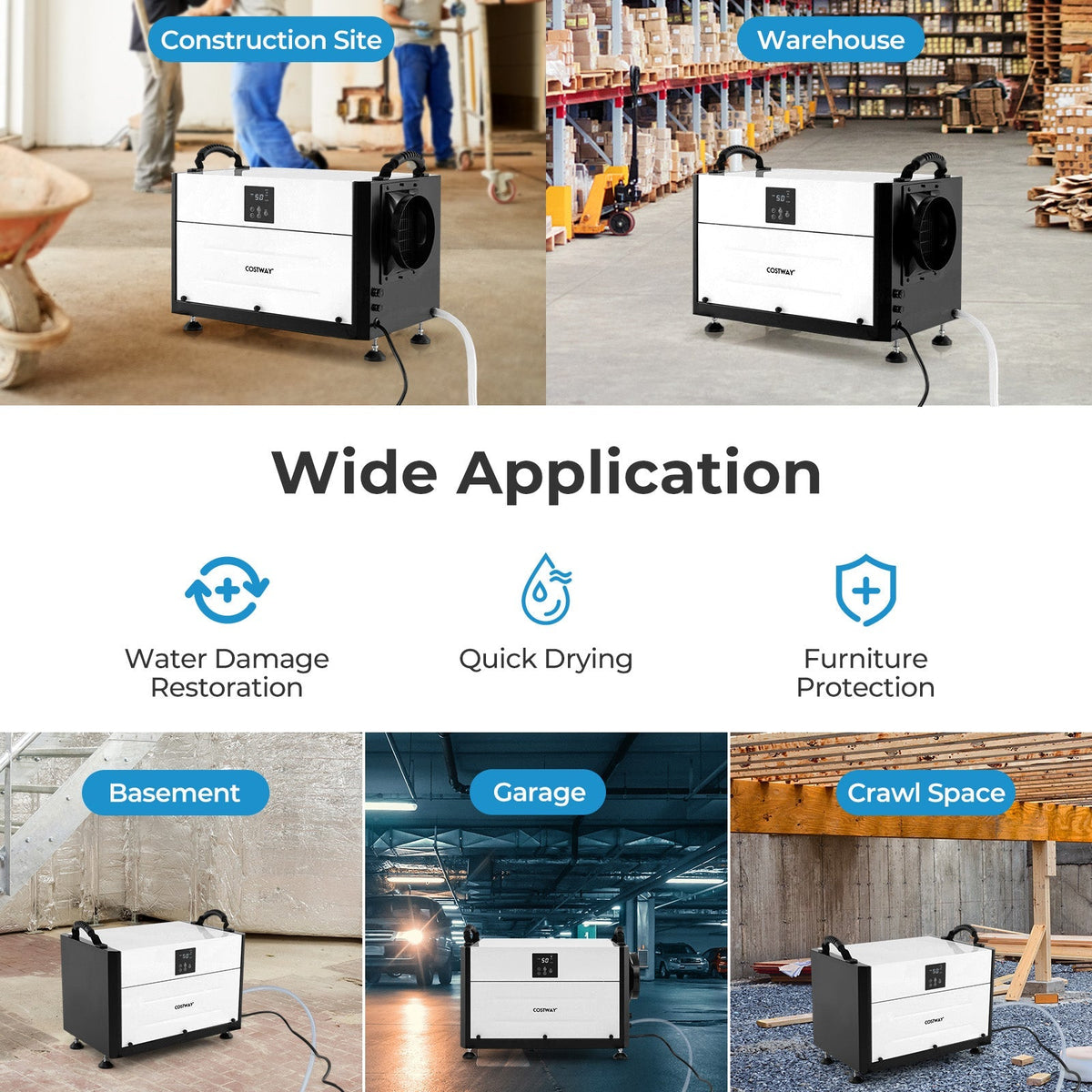 192 Pint Crawl Space Dehumidifier with 3 Modes and 24H Timer