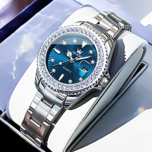 Women's Crystal Bezel 34mm Stainless Watch