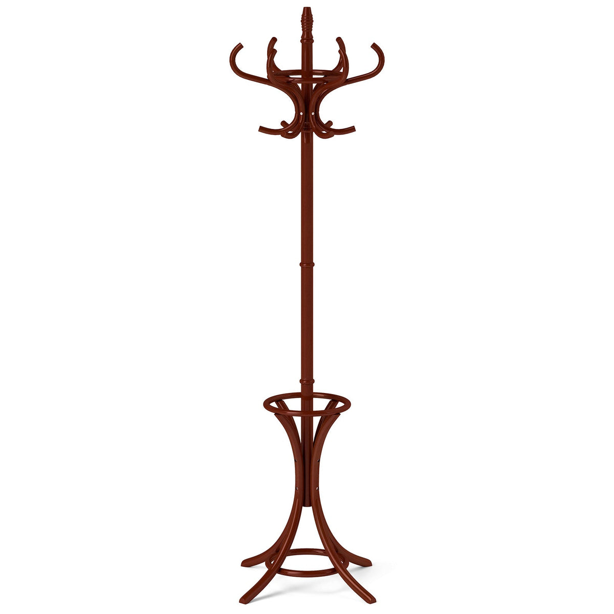 Wood Standing Hat Coat Rack with Umbrella Stand