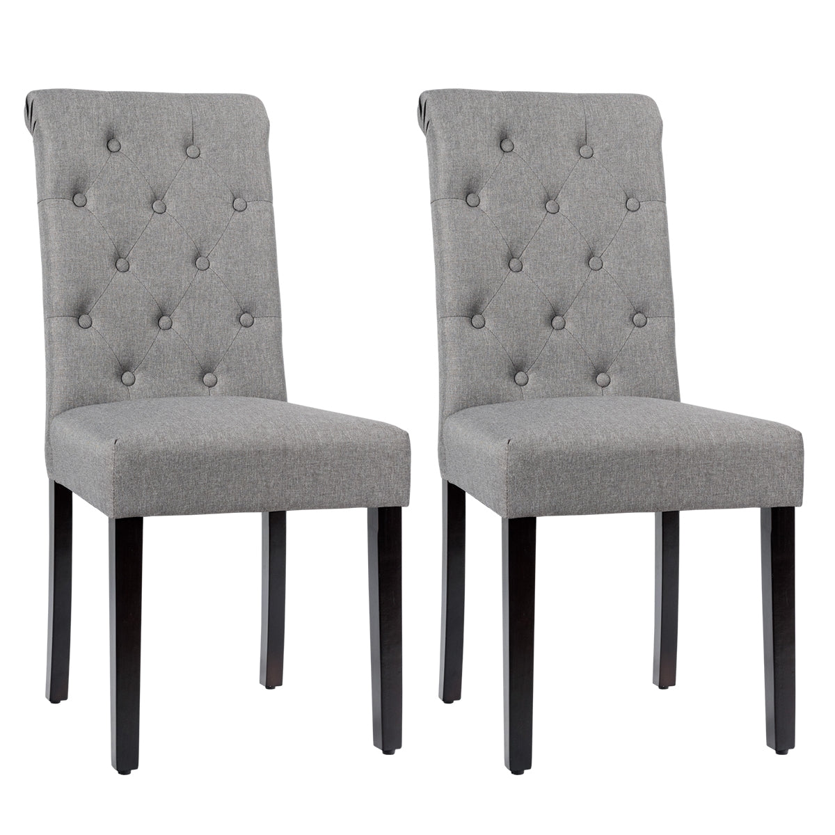 2 Pieces Tufted Dining Chair Set with Adjustable Anti-Slip Foot Pads