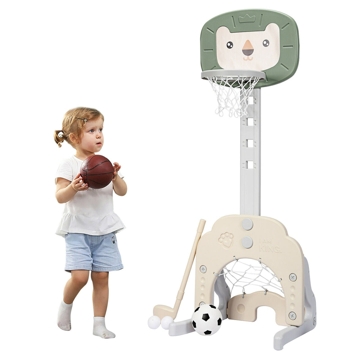 3-in-1 Adjustable Kids Basketball Hoop Sports Set