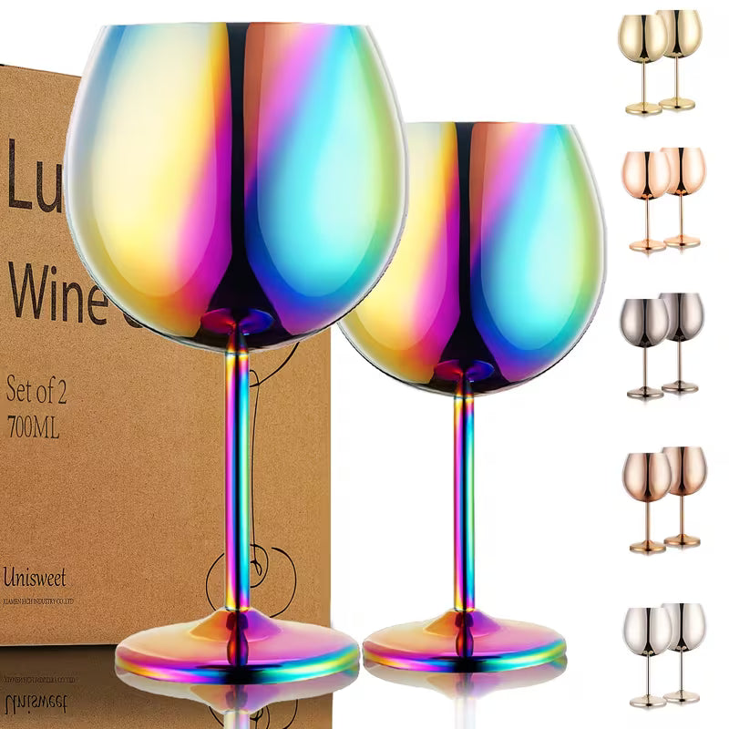 2-Piece Stainless Steel Spherical Wine Glass Set