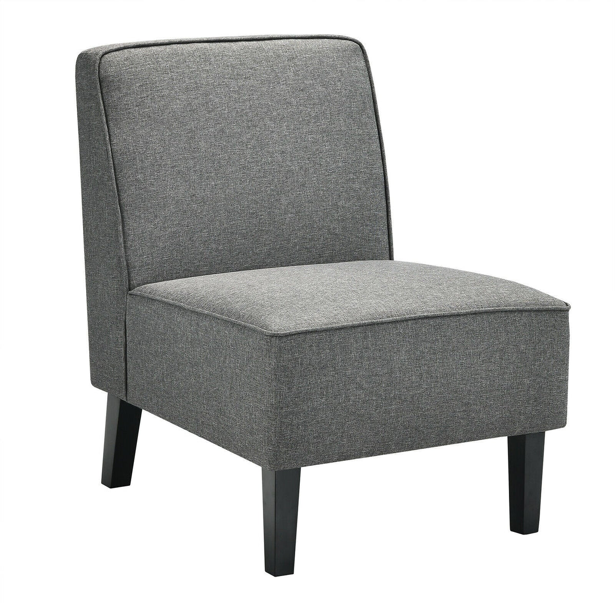 Modern Armless Accent Sofa Chair with Rubber Wood Legs